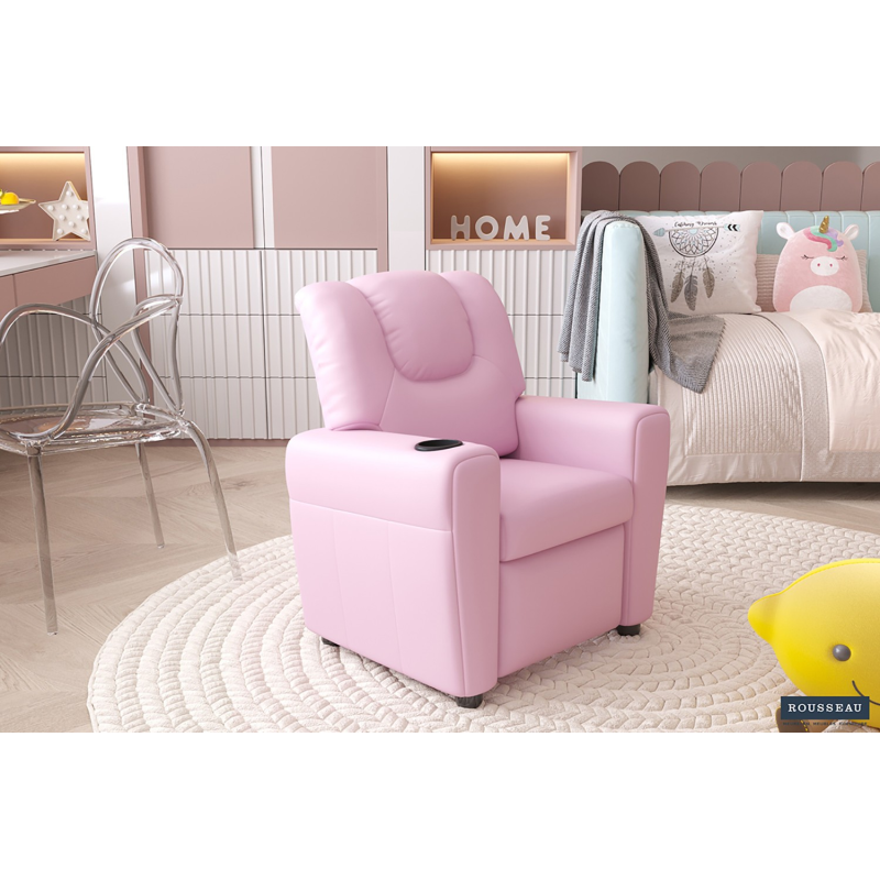 Mini-Fauteuil relax 'Renée' relevable manuellement PU Rose - Confort & Elegance