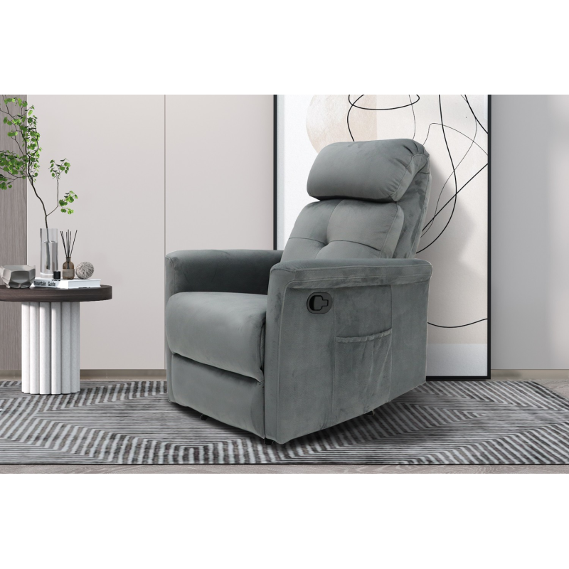 Fauteuil relax 'Wuhan' relevable manuellement - Tissu Gris