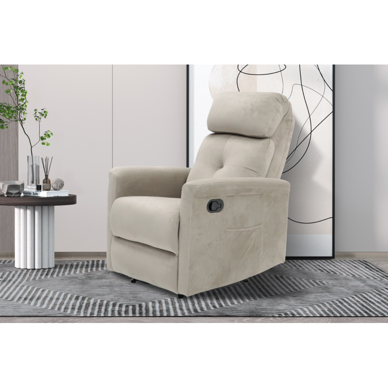 Fauteuil relax 'Wuhan' relevable manuellement Tissu Taupe