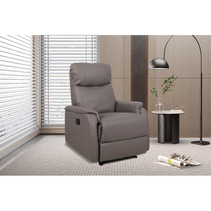 Fauteuil relax 'Tokio' relevable manuellement en PU taupe - Meubles élégants
