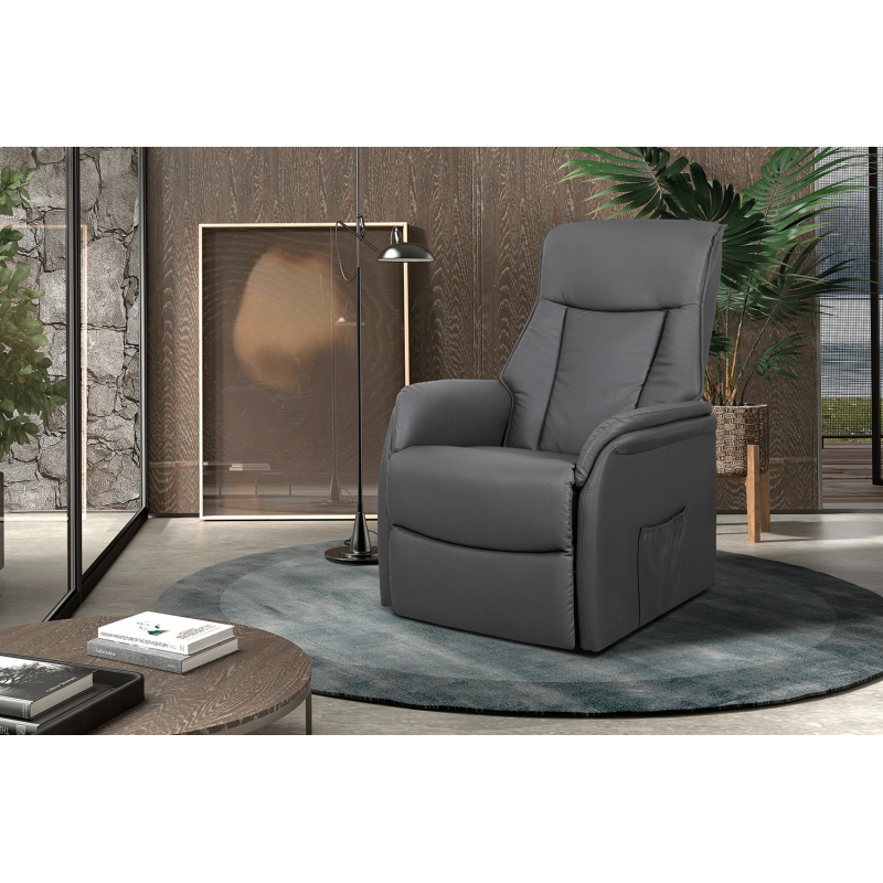 Fauteuil releveur électrique Miami en PU gris - Meubles confortables