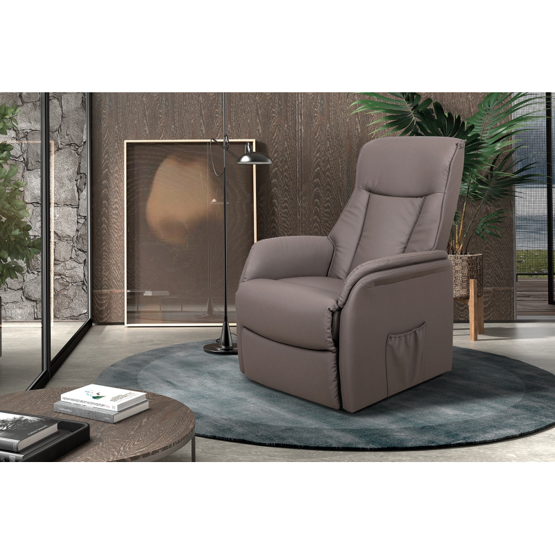 Fauteuil releveur électrique 'Miami' PU taupe - Confort & Élégance