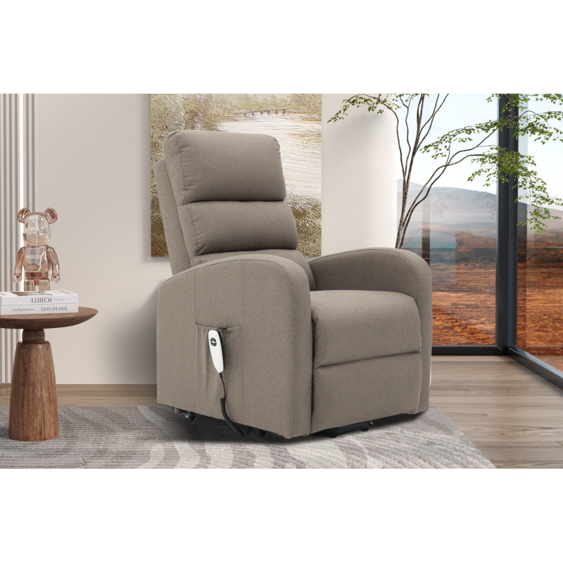 Fauteuil Releveur Électrique Bruges Tissu Taupe | Confort et Élégance