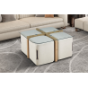 Table basse 'Shana' avec poufs - Élégance moderne en chêne vieilli