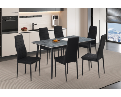 Table Kenzo 140 cm Rectangulaire Pierre Gris - Élégance Moderne