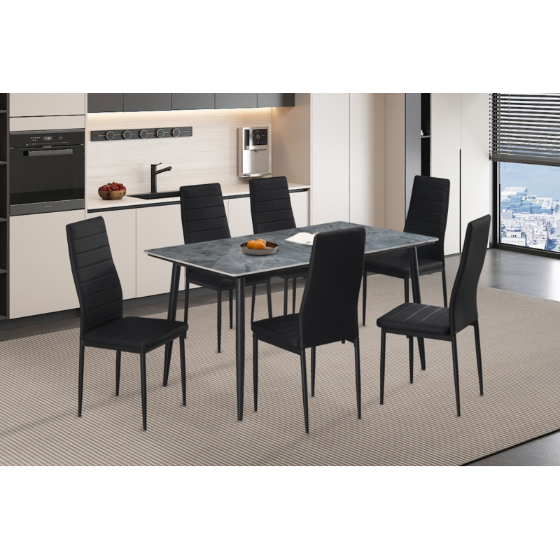 Table Kenzo 140 cm Rectangulaire Pierre Gris - Élégance Moderne