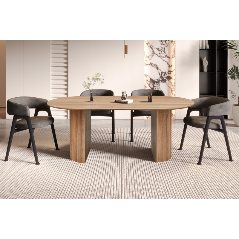Table 'Lagos' 200 cm Ovale en Chêne Vieilli | Meubles Modernes