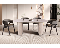 Table 'Lagos' 200 cm Ovale Décor Travertin Beige - Meubles Design