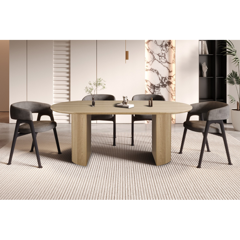 Table ovale 'Lagos' 200 cm en décor chêne naturel