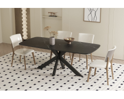 Table Apollo 180 cm Ovale Danoise Pierre Noir - Élégance et Fonctionnalité