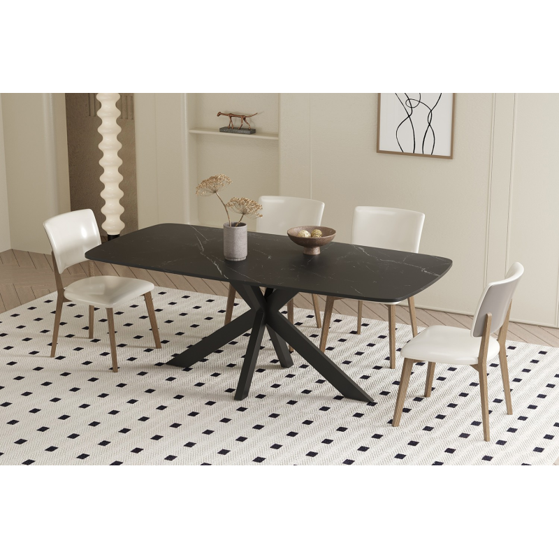 Table Apollo 180 cm Ovale Danoise Pierre Noir - Élégance et Fonctionnalité