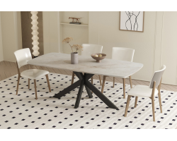 Table Apollo 180 cm Ovale en Pierre Brillant - Meubles de Qualité