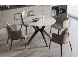 Table Apollo 110 cm Pierre Brillante Ronde Snow Blanc - Meubles Design