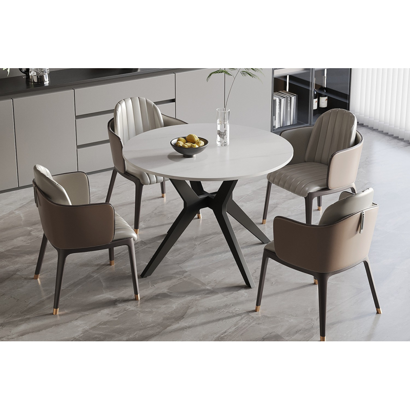 Table Apollo 110 cm Pierre Brillante Ronde Snow Blanc - Meubles Design