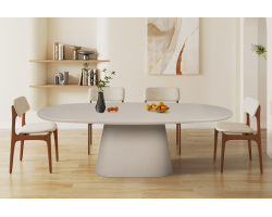 Table ovale 'Tavira' 220 cm en ciment beige - Design moderne
