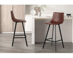Tabouret de bar Ozan PU Brun - Élégance et Confort