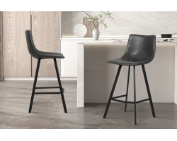 Chaise de comptoir Ozan PU Noir - Élégance et Confort