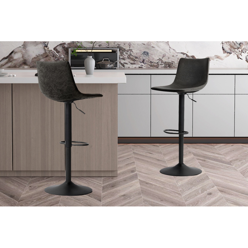 Tabouret de bar Trevi en PU Noir - Élégance et Confort