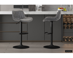 Tabouret de bar Fenna en PU gris - Élégance et confort