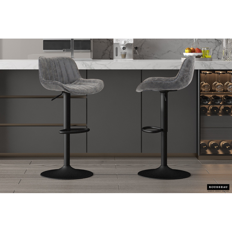 Tabouret de bar Fenna en PU gris - Élégance et confort