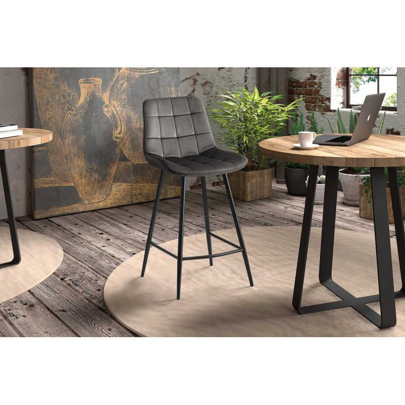 Chaise de comptoir 'Juta' Velours Taupe - Élégance et Confort | Meubles