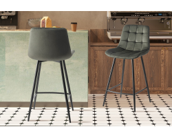 Chaise de comptoir 'Juta' Velours Vert - Élégance et confort