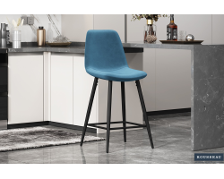 Chaise de comptoir Boy en velours bleu clair - Élégance et confort