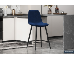 Chaise de comptoir Boy en velours bleu foncé - Élégance et confort