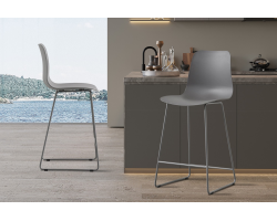 Chaise de comptoir 'Marie' en polypropylène gris - Meubles modernes