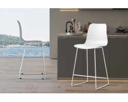 Chaise de comptoir 'Marie' en polypropylène blanc - Élégance et confort