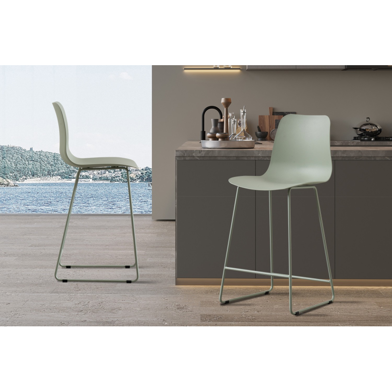 Chaise de comptoir Marie Gris-vert - Confort et Design