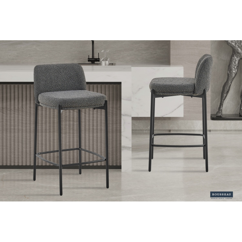 Chaise de comptoir Ella en gris - Meubles modernes