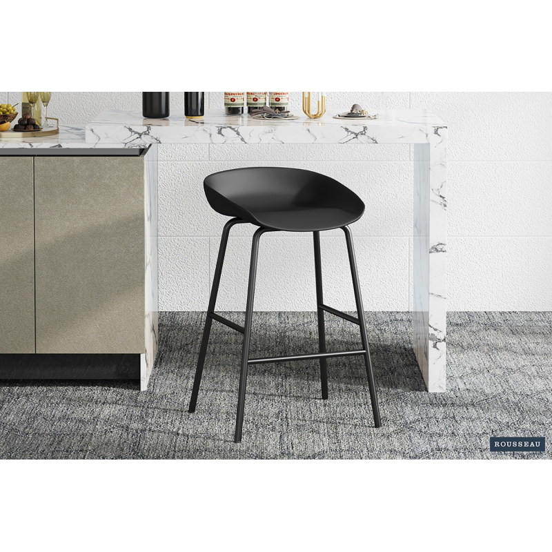 Chaise de comptoir 'Anna' en polypropylène noir - Meubles modernes