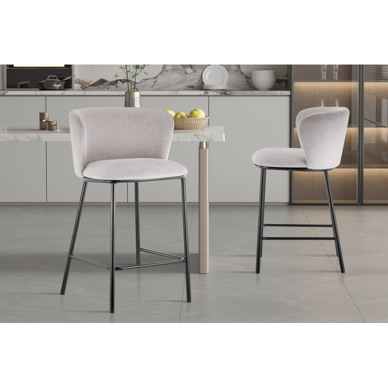 Chaise de comptoir 'Arthur' Tissu Ote Belfast 23 Beige - Meubles Modernes