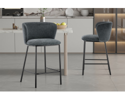 Chaise de comptoir Arthur - Tissu Ote Belfast 39 Gris foncé