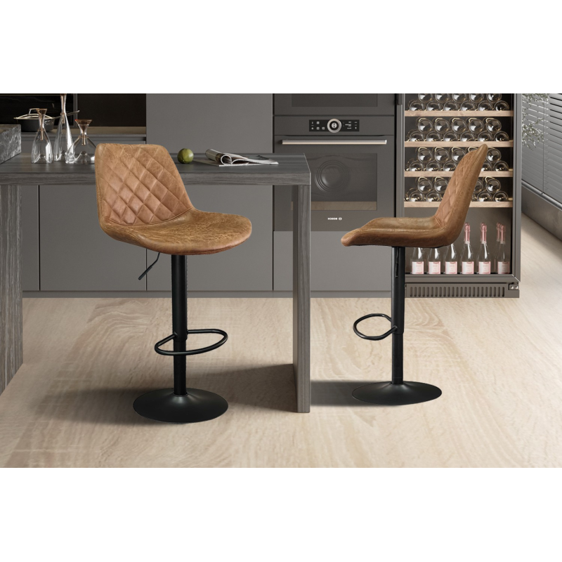 Tabouret de bar Madrid PU Cognac - Élégance et confort