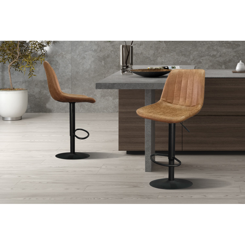 Tabouret de bar Barcelona PU vintage cognac - Meuble élégant et confort