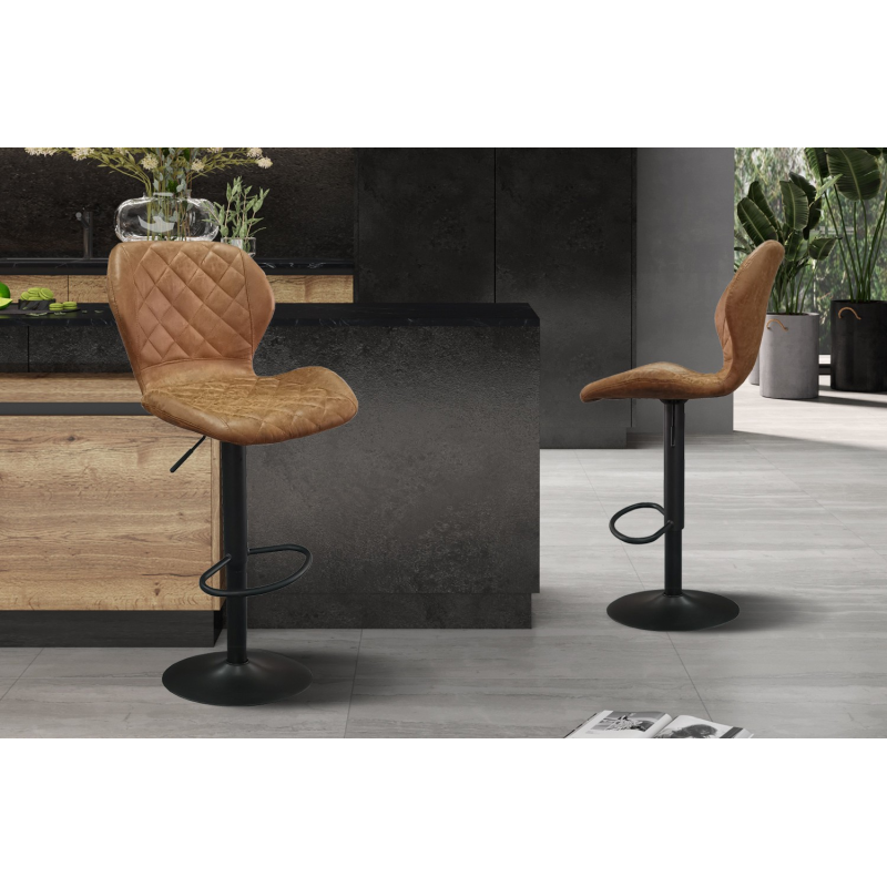 Tabouret de bar 'Malaga' PU Ote Topper 02 Cognac - Meubles élégants