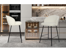 Chaise de comptoir 'June' Bouclé Blanc - Élégance Moderne