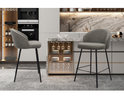 Chaise de comptoir 'June' Bouclé Gris - Élégance et confort