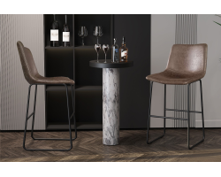 Chaise de comptoir Mancia PU Ote Topper 05 Brun foncé - Élégance vintage