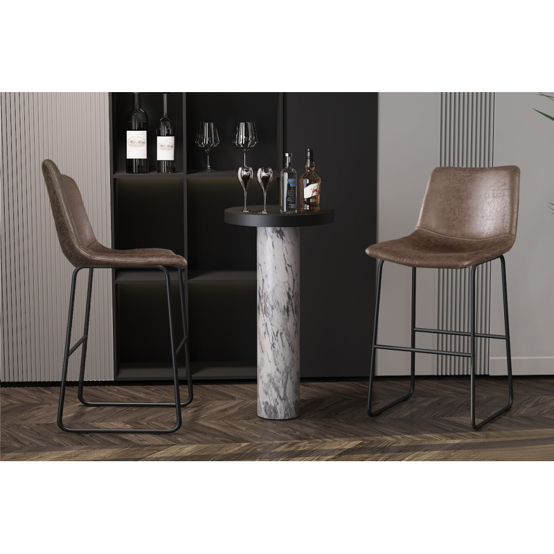 Chaise de comptoir Mancia PU Ote Topper 05 Brun foncé - Élégance vintage
