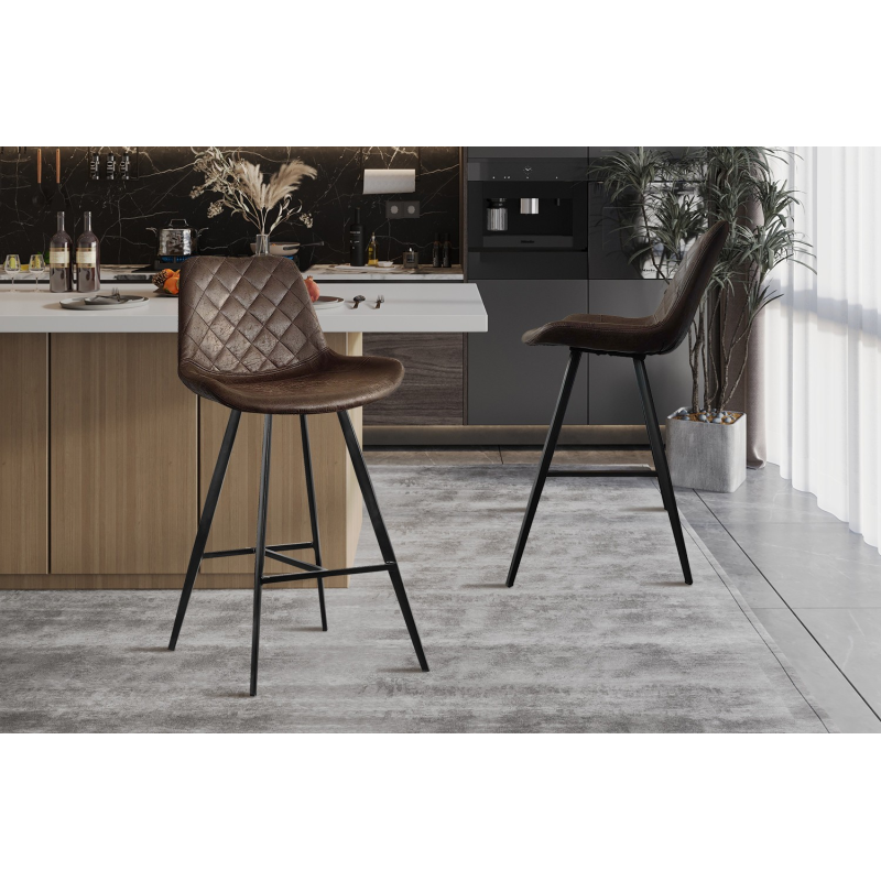 Tabouret de bar Palmas PU Ote Topper 05 Brun foncé | Meubles haut de gamme
