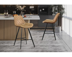 Chaise de comptoir Alicante en PU Cognac - Meubles de qualité