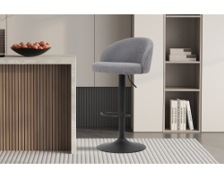 Tabouret de bar Arda Bouclé Gris Clair - Élégance et confort