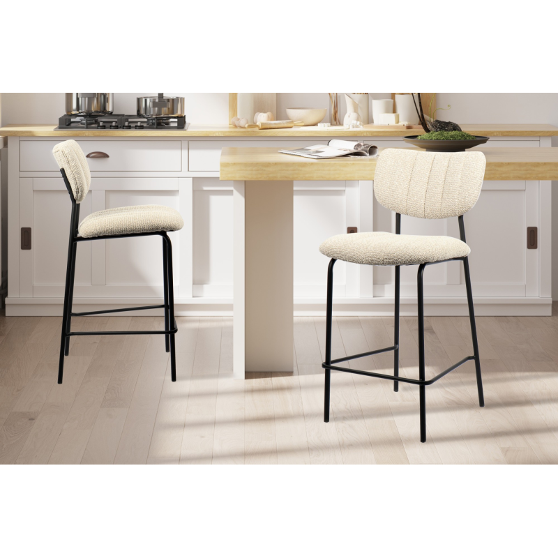 Chaise de comptoir Antura en tissu Ote Lisa 110 beige - Meubles