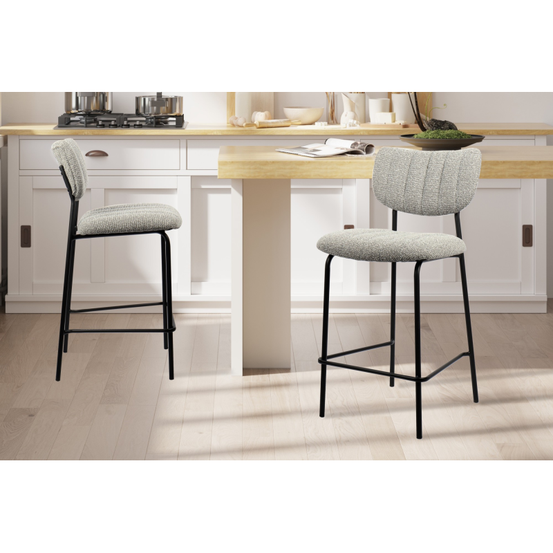 Chaise de comptoir Antura en tissu Ote Lisa 453 gris clair - Meubles