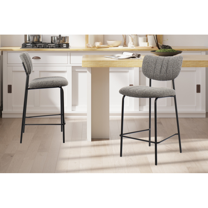Chaise de comptoir Antura en tissu Ote Lisa 456 gris foncé - Meubles