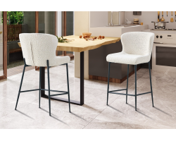 Chaise de comptoir 'Lisa' Bouclé Ecru - Élégance et Confort