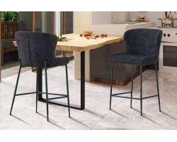 Chaise de comptoir 'Lisa' en bouclé gris foncé - Élégance et confort